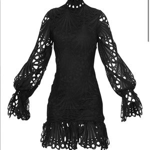 PrettyLittleThing black lace mini dress